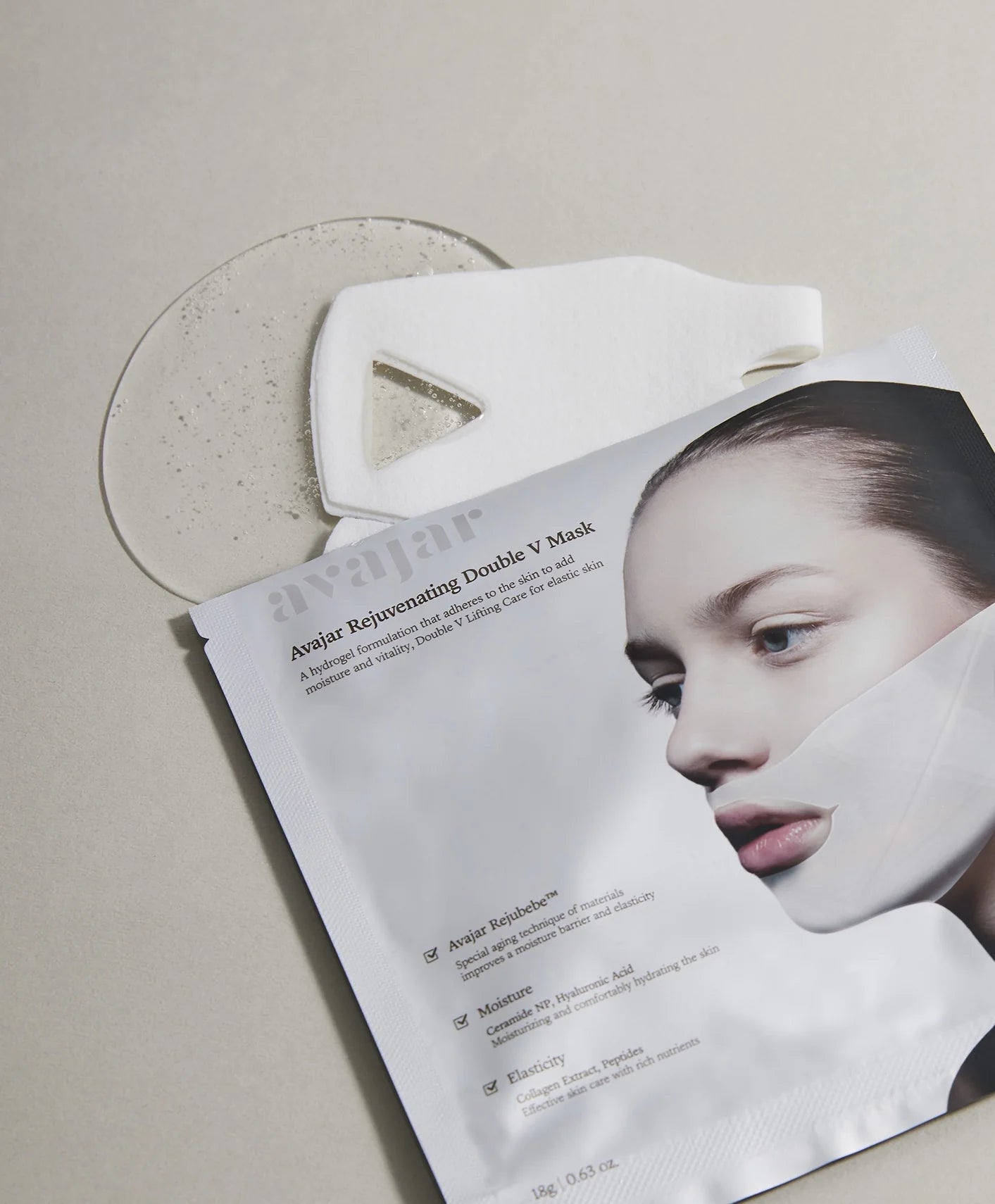 Collagen and Peptide-infused AVAJAR Rejuvenating Mask – Sculpting Korean skincare for an instant "Snatched" profile and elastic skin at Atelier De Glow UAE.