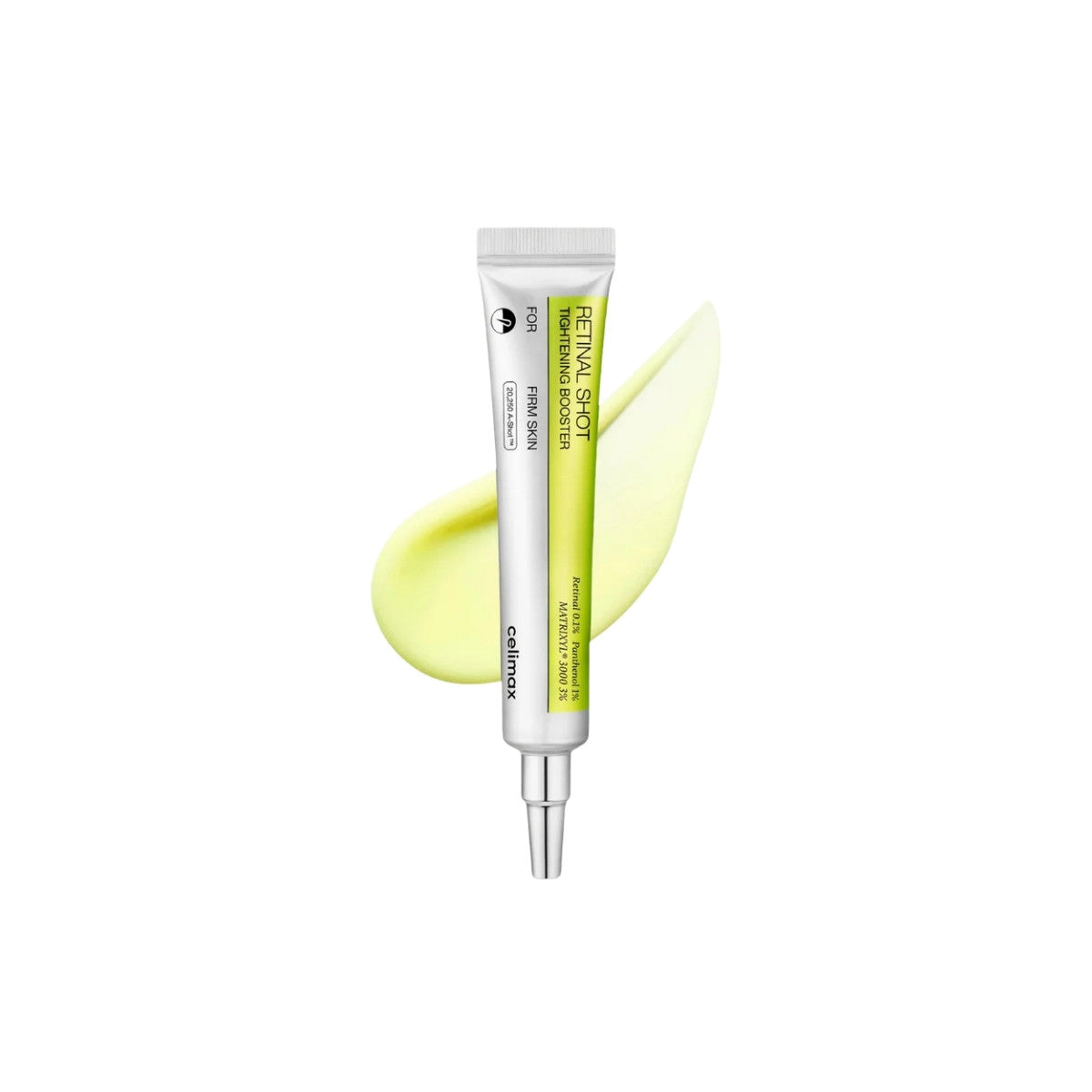 celimax The Vita-A Retinal Shot Tightening Booster – 15ml Korean treatment with Liposomal Retinal and Peptides available at Atelier De Glow UAE.