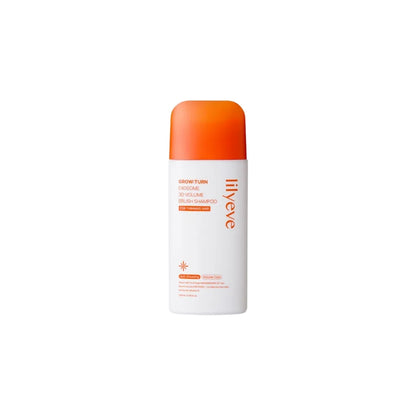 lilyeve Grow Turn Exosome 3D Volume Brush Shampoo 200ml featuring plant-derived exosomes and peptide complexes for scalp health and root lift at Atelier De Glow UAE.