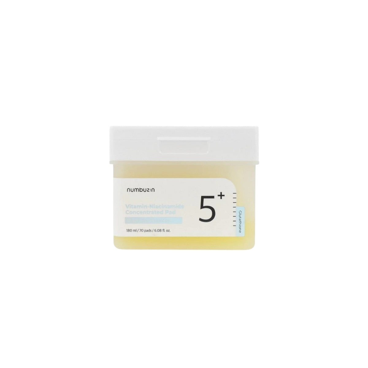 Numbuzin No.5 Vitamin-Niacinamide Concentrated Pad 70 pads – brightening facial toner pads formulated with Vitamin C and Niacinamide for dark spot correction available at Atelier De Glow UAE.