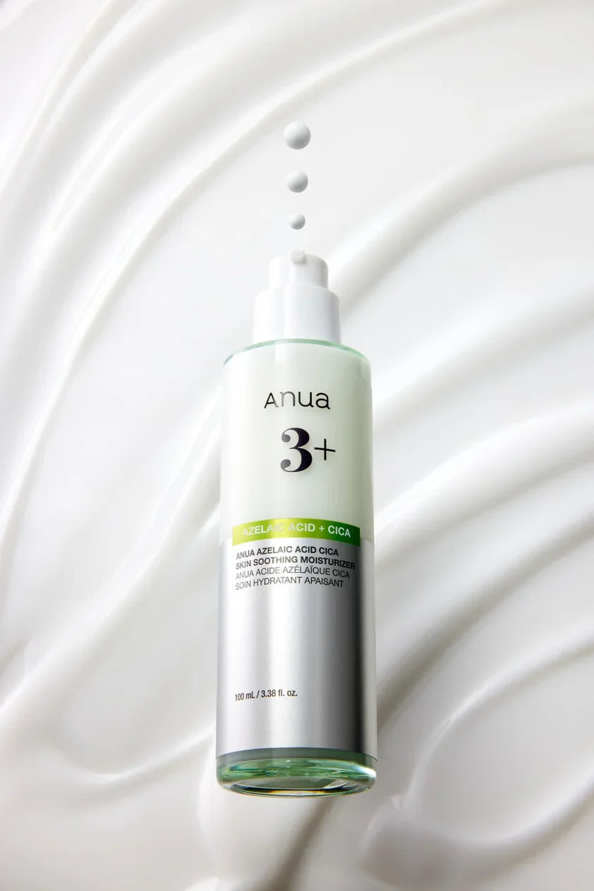 Applying Anua Azelaic Acid Moisturizer for rosacea relief - Calming Korean skincare for redness - Atelier De Glow UAE