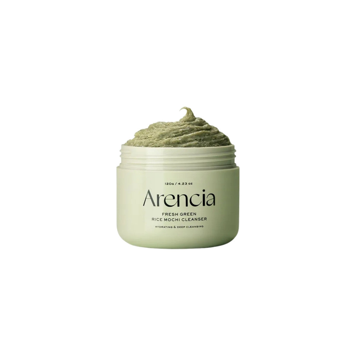 Arencia Fresh Green Rice Mochi Cleanser – Unique chewy texture Korean cleanser and 2-minute detox mask available at Atelier De Glow UAE.