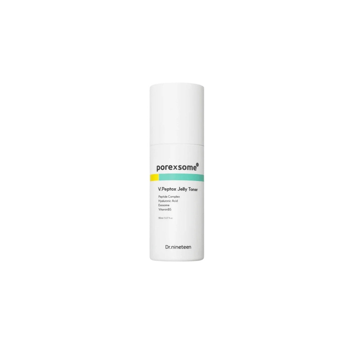 Dr.nineteen PoreXsome V.Peptox Jelly Toner – 150ml Korean firming toner featuring V-Peptide and Exosome technology available at Atelier De Glow UAE.