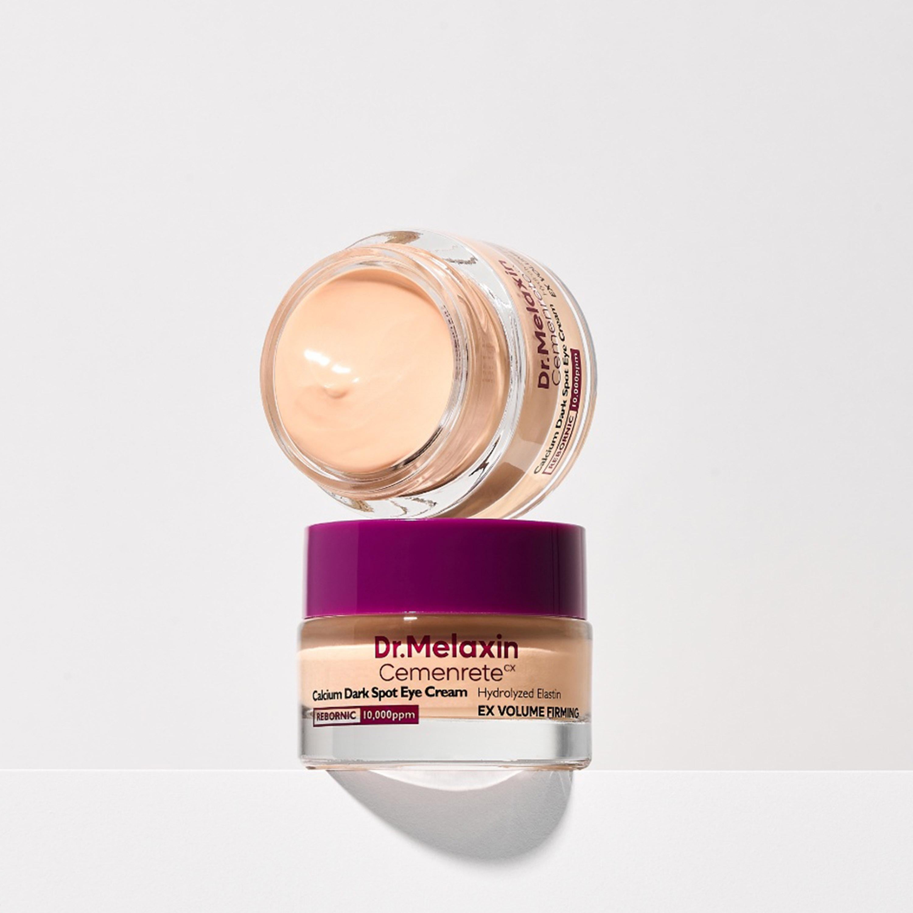Dr.Melaxin Calcium Dark Spot Cover Eye Cream for correcting under-eye pigmentation, firming thin skin, and brightening tired eyes from Atelier De Glow UAE.