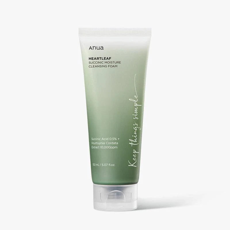 Anua Succinic Foam for heat-acne and sensitive pores in Dubai – Gentle Korean exfoliating cleanser for blemish-prone skin with fast delivery in UAE.