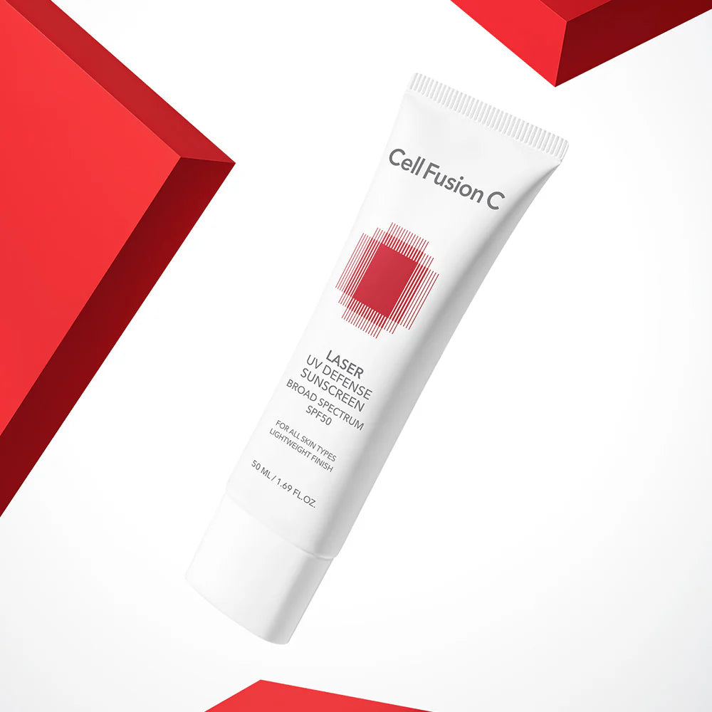 Matte-finish Cell Fusion C Laser Sunscreen – Non-greasy, white-cast-free formula for a smooth and protected "Glass Skin" base at Atelier De Glow UAE.
