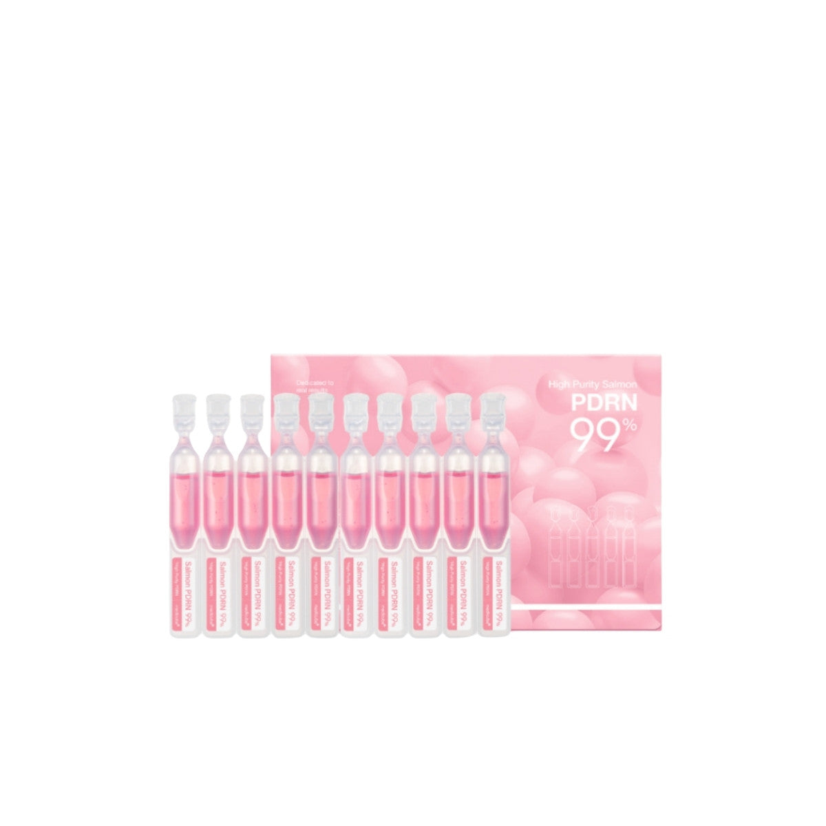 Medicube PDRN Pink One Day Serum Set – 10-piece box of individually sealed 1.5ml fresh brightening ampoules with Salmon DNA and Collagen available at Atelier De Glow UAE.