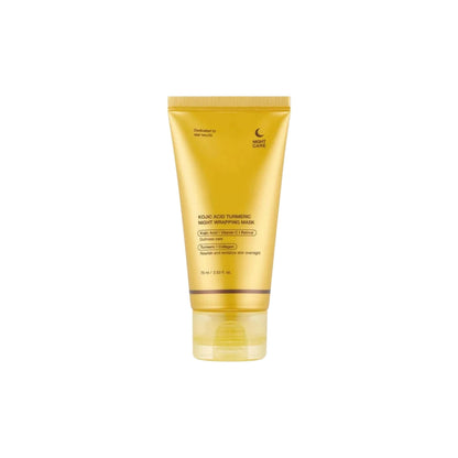Medicube Kojic Acid Turmeric Night Wrapping Mask – 75ml peel-off overnight sleeping mask with encapsulated Kojic Acid and Turmeric Extract available at Atelier De Glow UAE.
