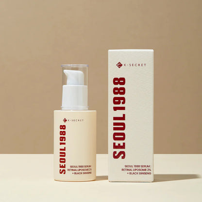 Smooth, pale yellow fluid emulsion texture of KSECRET SEOUL 1988 Retinal 2% Serum absorbing seamlessly into the skin at Atelier De Glow UAE.