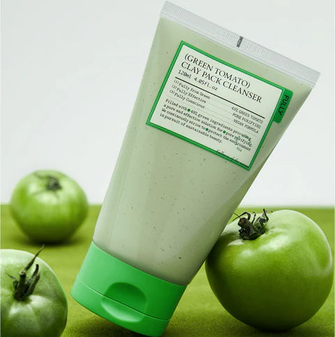Fully Green Tomato cleanser for blackheads, excess oil, and enlarged pores – Detoxifying clay-to-foam Korean face wash from Atelier De Glow UAE.