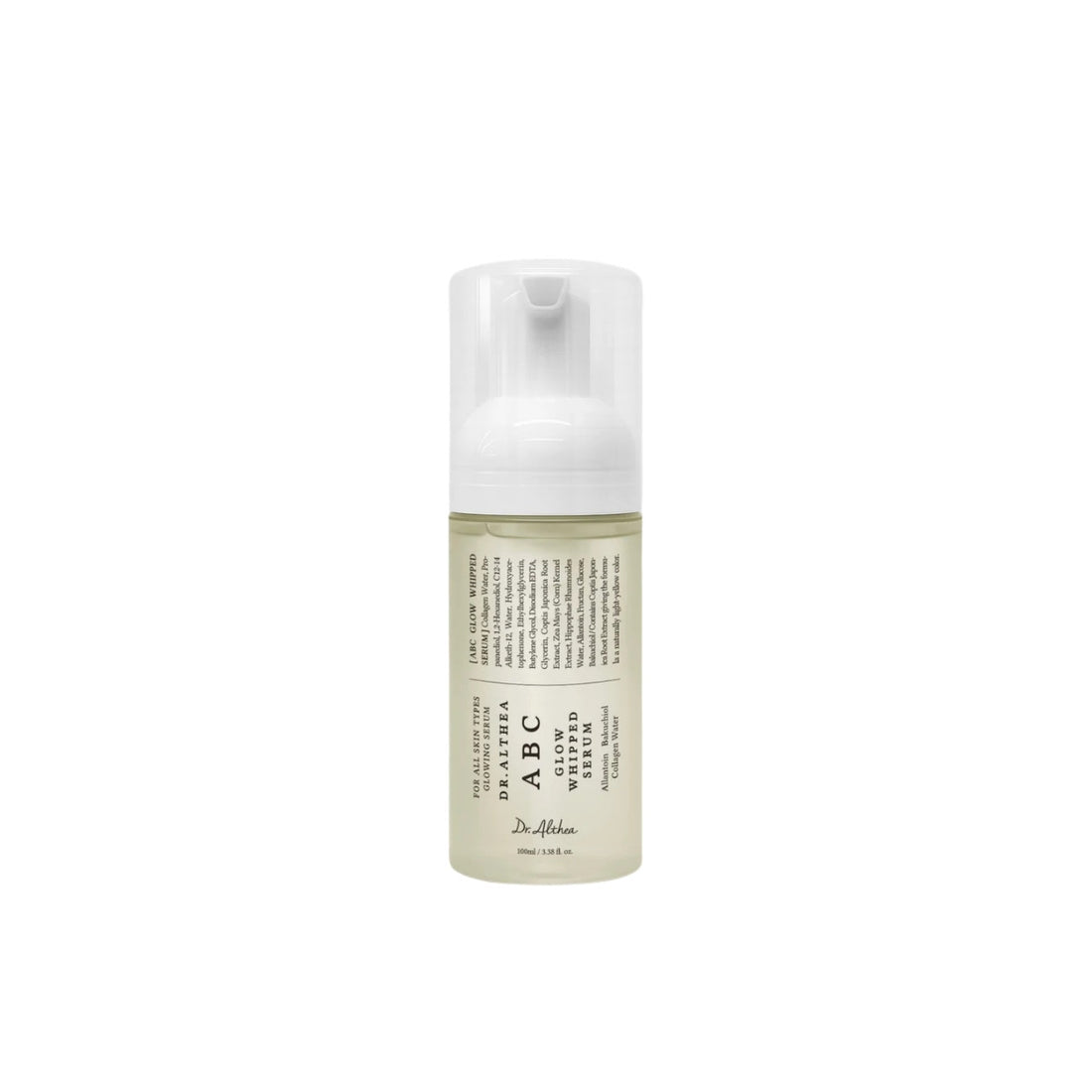 Dr. Althea ABC Glow Whipped Serum – 100ml multi-vitamin serum with Vitamin A, B3, and C derivatives available at Atelier De Glow UAE.