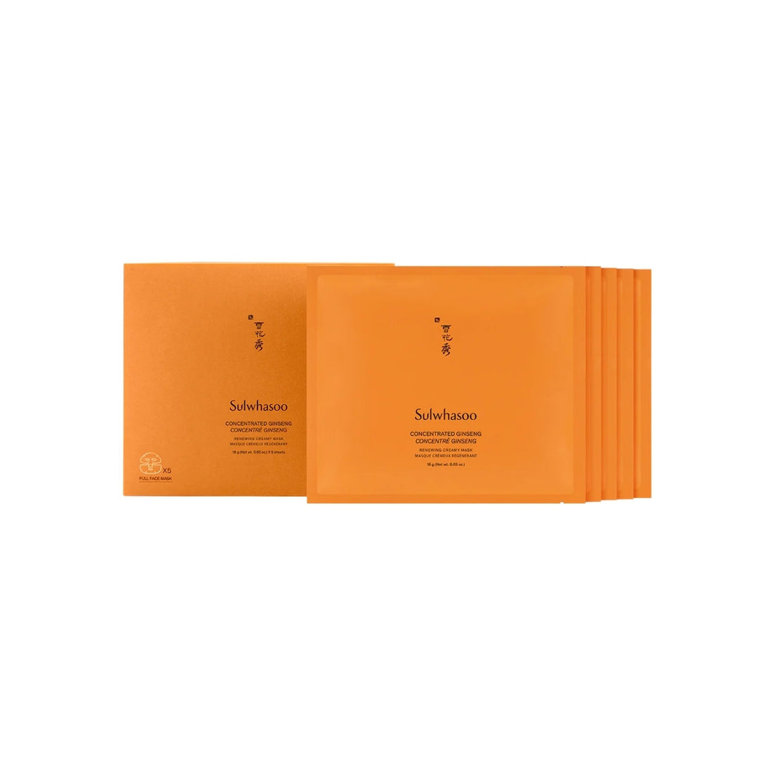 Sulwhasoo Concentrated Ginseng Renewing Creamy Mask – Single-use luxury Korean anti-aging sheet mask with Ginsenomics™ available at Atelier De Glow UAE.