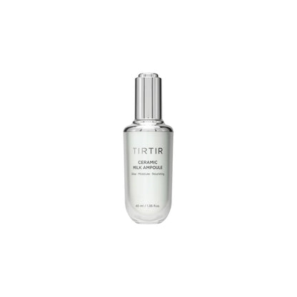TIRTIR Ceramic Milk Ampoule 30ml – hydrating and radiance-boosting facial serum with a nourishing, milky texture for glass-like skin available at Atelier De Glow UAE.