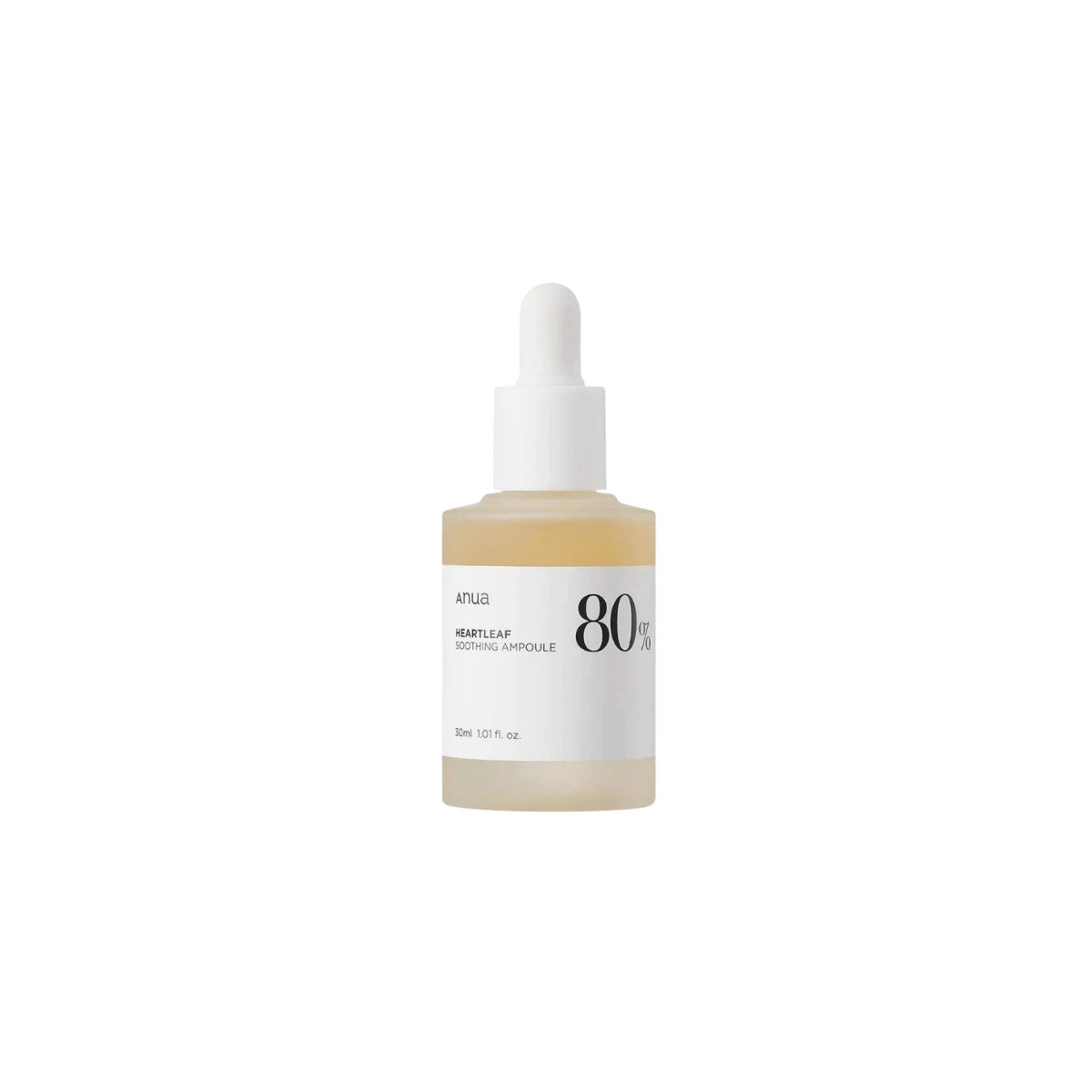 Anua Heartleaf 80% Soothing Ampoule 30ml – High-concentration Houttuynia Cordata extract and Panthenol Korean serum available at Atelier De Glow UAE.
