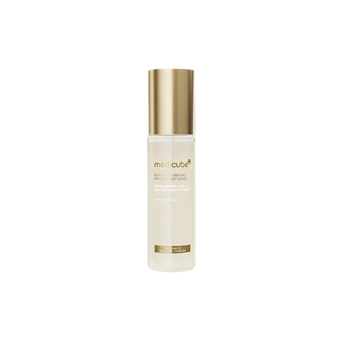 Medicube Kojic Acid Turmeric Vita Jelly Mist Serum – 100ml 2-in-1 spray-on vitamin jelly serum with Kojic Acid and Turmeric Extract available at Atelier De Glow UAE.