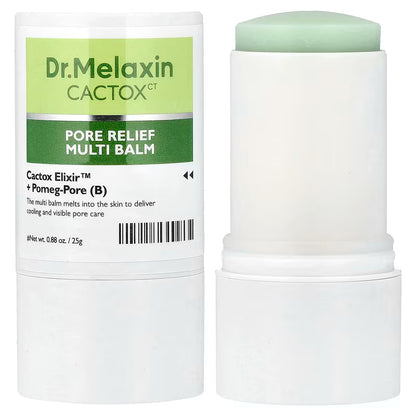 Crystal-clear, solid, and ultra-refreshing water-gel stick texture of Dr.Melaxin Cactox Multi Balm gliding weightlessly across oily skin zones at Atelier De Glow UAE.