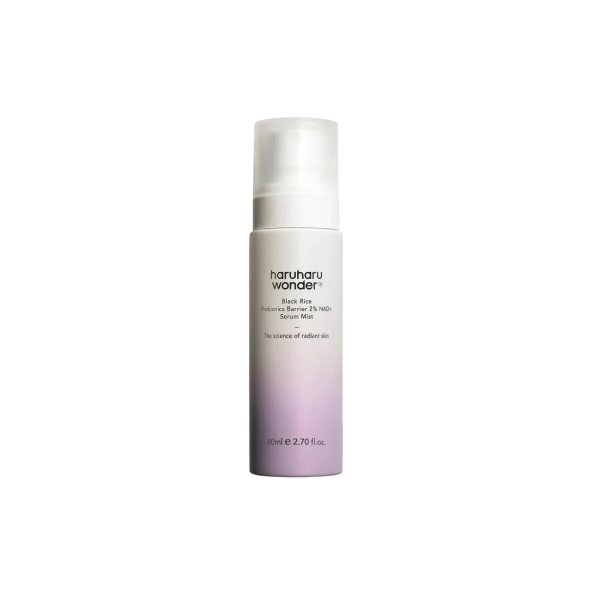 Haruharu Wonder Black Rice Probiotics Barrier NAD+ Serum Mist – 80ml anti-aging face mist with NAD+ and fermented black rice available at Atelier De Glow UAE.