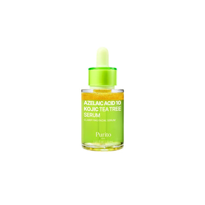 PURITO SEOUL Azelaic Acid 10 Kojic Tea Tree Serum 30ml – brightening serum with 10% Azelaic Acid, Kojic Acid, and Tea Tree for hyperpigmentation at Atelier De Glow UAE.