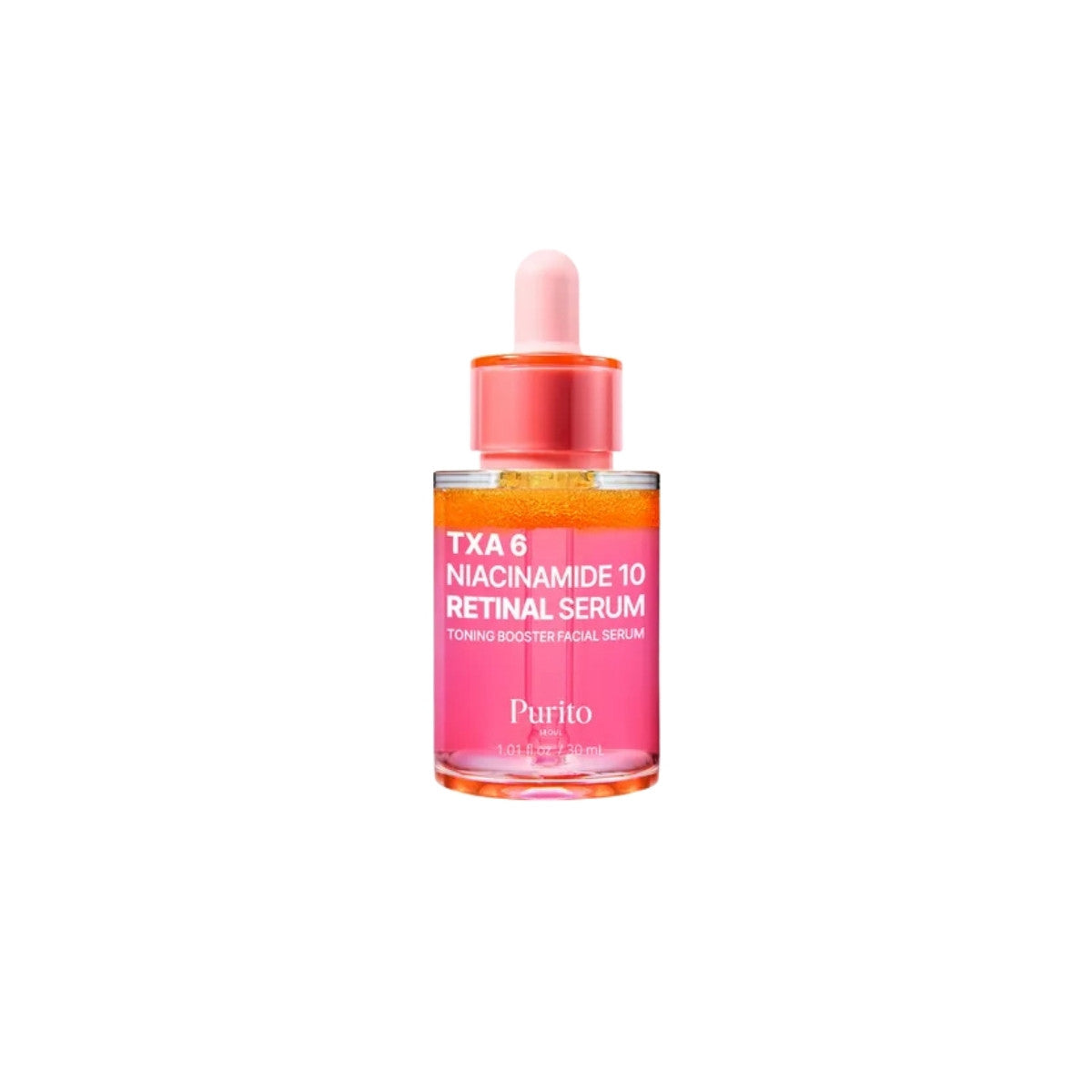 Purito SEOUL TXA 6 Niacinamide 10 Retinal Serum 30ml – advanced brightening treatment with tranexamic acid and retinal for fading dark spots available at Atelier De Glow UAE.