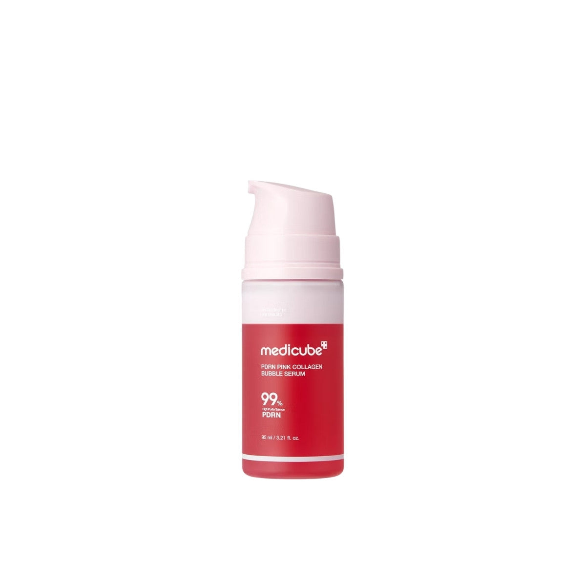 Medicube PDRN Pink Collagen Bubble Serum – 95ml high-potency self-foaming clinical serum with salmon-derived PDRN and Hydrolyzed Collagen available at Atelier De Glow UAE.