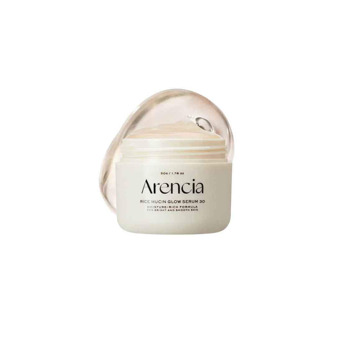 Arencia Rice Mucin Glow Serum 30 – High-concentration Korean fermented rice serum for skin elasticity available at Atelier De Glow UAE.