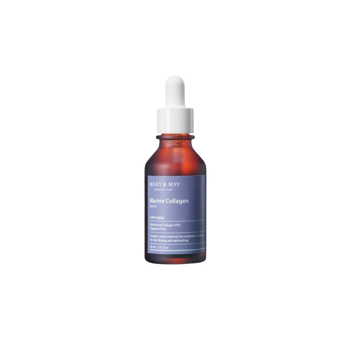 MARY &amp; MAY Marine Collagen Serum – 30ml high-concentration low-molecular weightless anti-aging firming serum available at Atelier De Glow UAE.