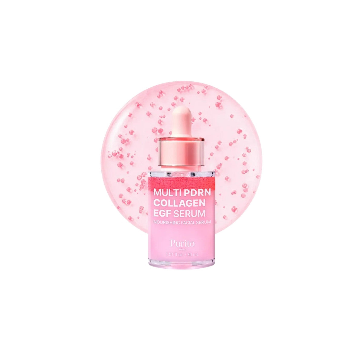 Purito SEOUL Multi PDRN Collagen EGF Serum 30ml – advanced anti-aging facial treatment with PDRN and peptides for skin elasticity available at Atelier De Glow UAE.