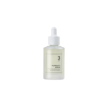Numbuzin No.3 Skin Softening Serum 50ml – brightening and smoothing facial serum formulated with fermented ingredients like galactomyces and bifida for soft skin available at Atelier De Glow UAE.