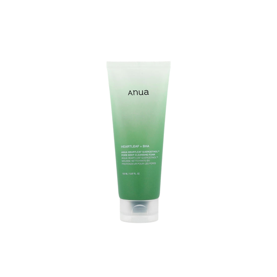 Dense, micro-bubble lather of Anua Heartleaf Quercetinol Foam – High-adhesion Korean cleansing foam for "Glass Skin" clarity at Atelier De Glow UAE.