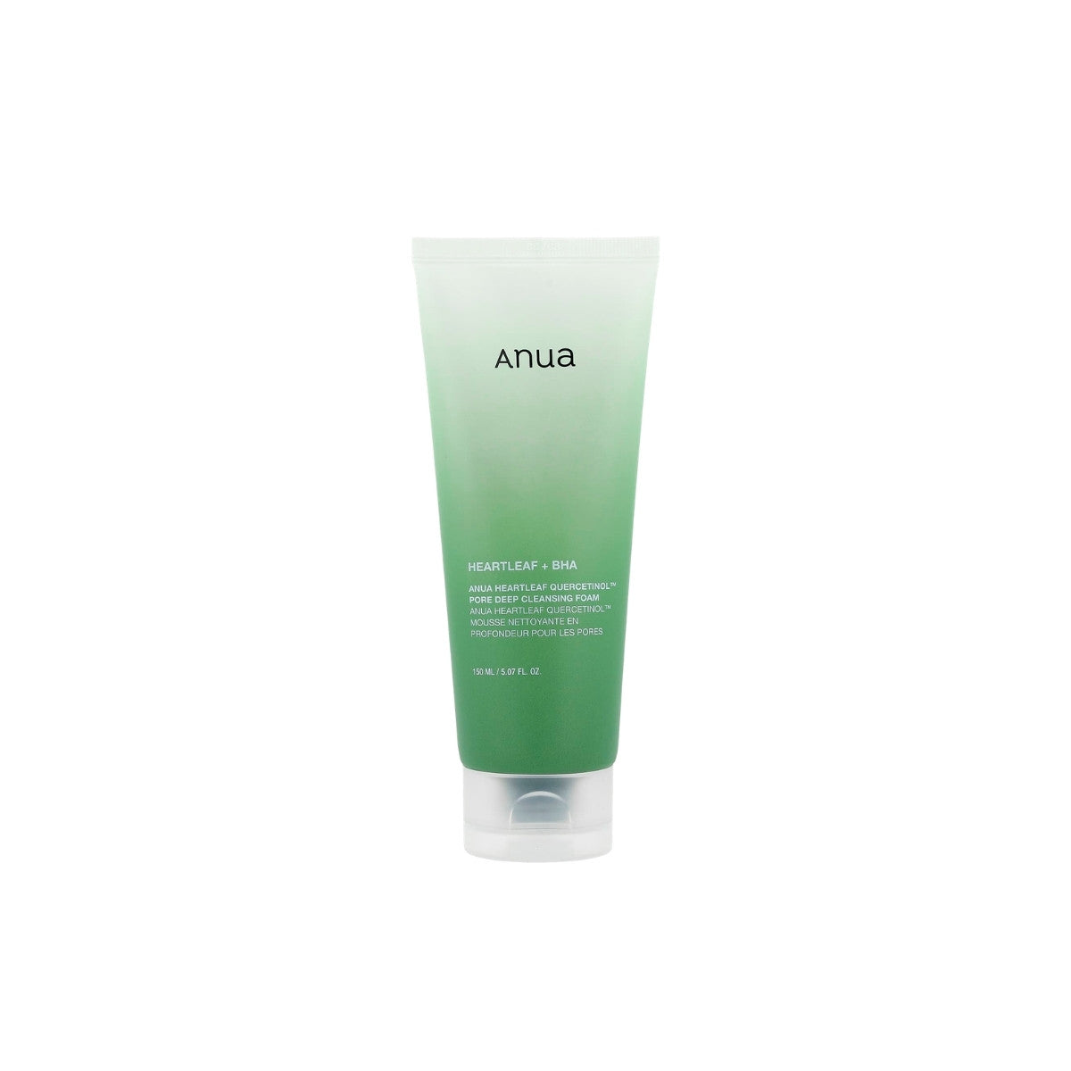 Dense, micro-bubble lather of Anua Heartleaf Quercetinol Foam – High-adhesion Korean cleansing foam for "Glass Skin" clarity at Atelier De Glow UAE.