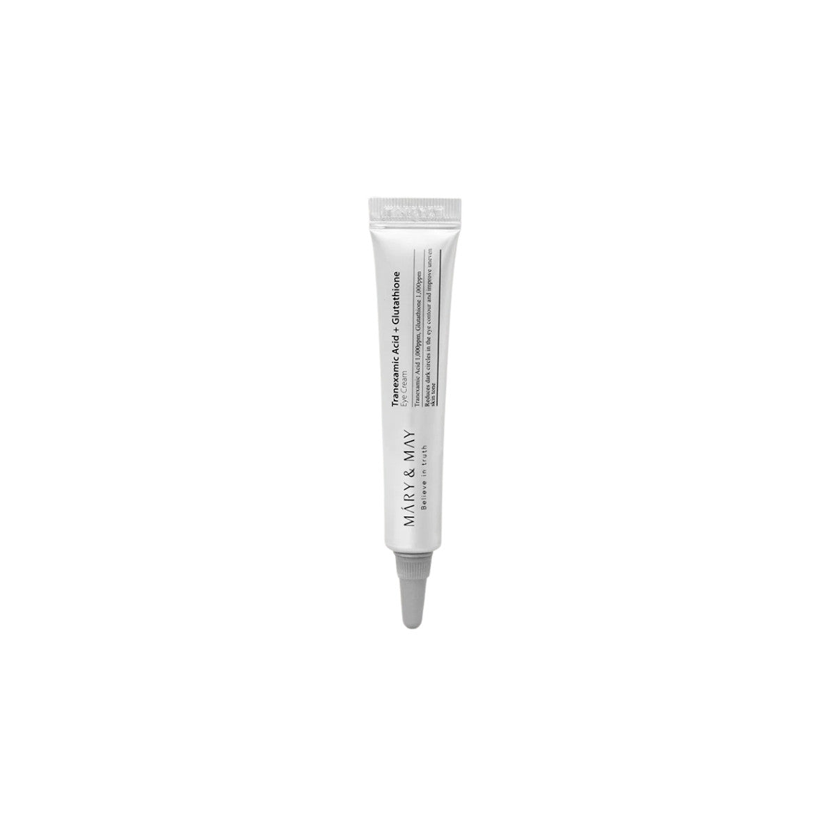 MARY &amp; MAY Tranexamic Acid + Glutathione Eye Cream Mini – 12g travel-sized intensive dark circle and pigmentation treating cream available at Atelier De Glow UAE.