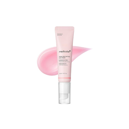 Medicube PDRN Pink Peptide Eye Cream – 30ml clinical anti-aging eye treatment with Salmon DNA PDRN and targeted Peptide Complex available at Atelier De Glow UAE.