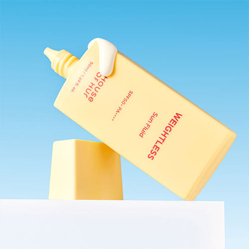 Water-like, fluid texture of House of Hur Sun Fluid – Fast-absorbing, invisible daily SPF for active lifestyles at Atelier De Glow UAE.
