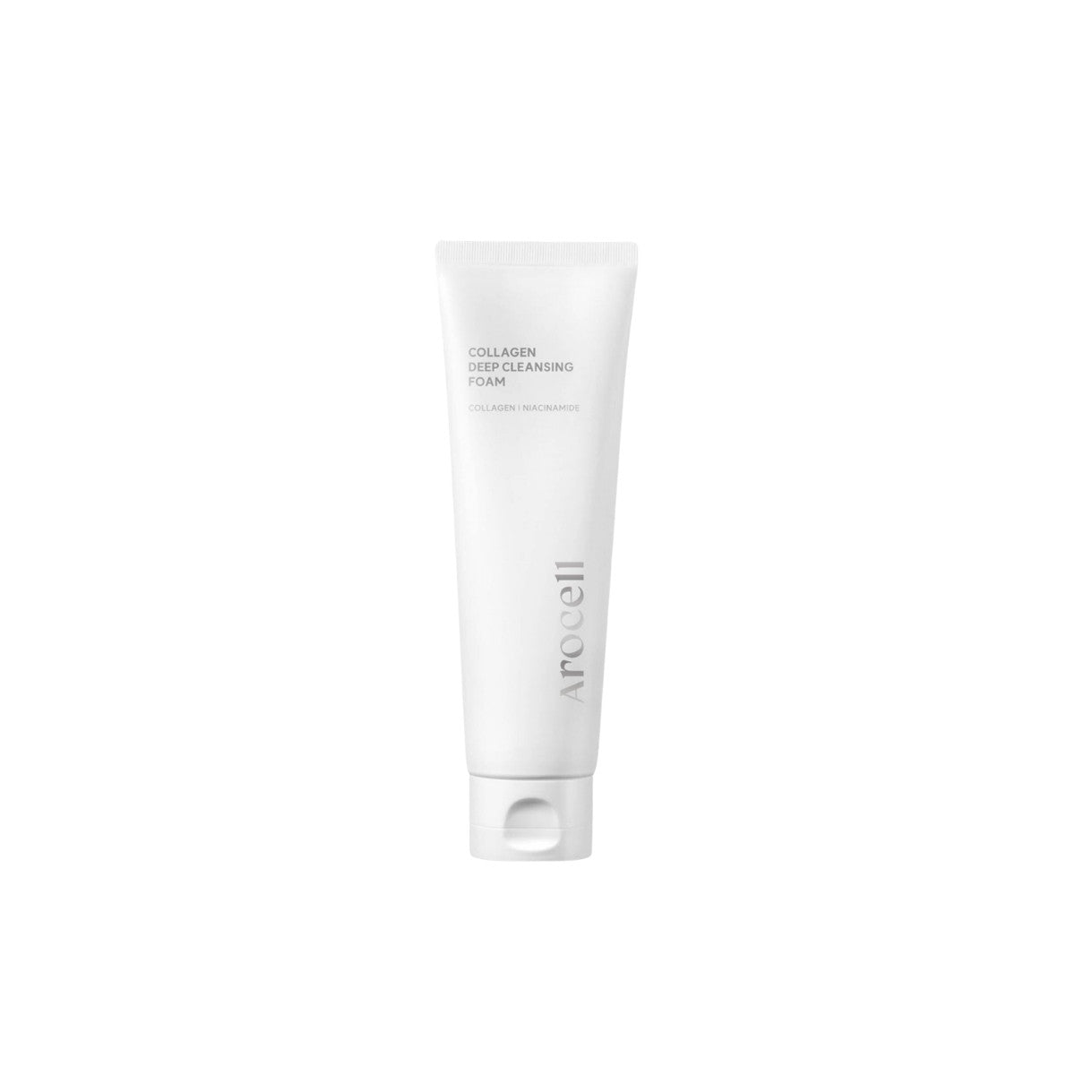 Arocell Collagen Deep Cleansing Foam – 120ml clinical anti-aging facial wash infused with Low-Molecular Weight Collagen, Ceramides, and Peptides available at Atelier De Glow UAE.