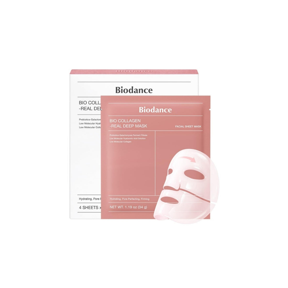 Biodance Bio-Collagen Real Deep Mask – 4EA Korean overnight hydrogel mask with Low Molecular Collagen and Hyaluronic Acid available at Atelier De Glow UAE.