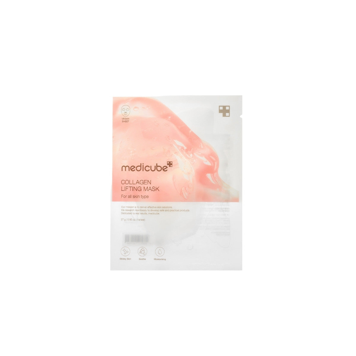 Medicube Collagen Lifting Mask – 27g high-potency clinical anti-aging sheet mask infused with low-molecular collagen and peptides available at Atelier De Glow UAE.