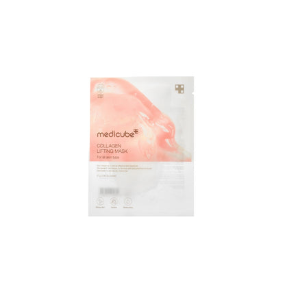 Medicube Collagen Lifting Mask – 27g high-potency clinical anti-aging sheet mask infused with low-molecular collagen and peptides available at Atelier De Glow UAE.