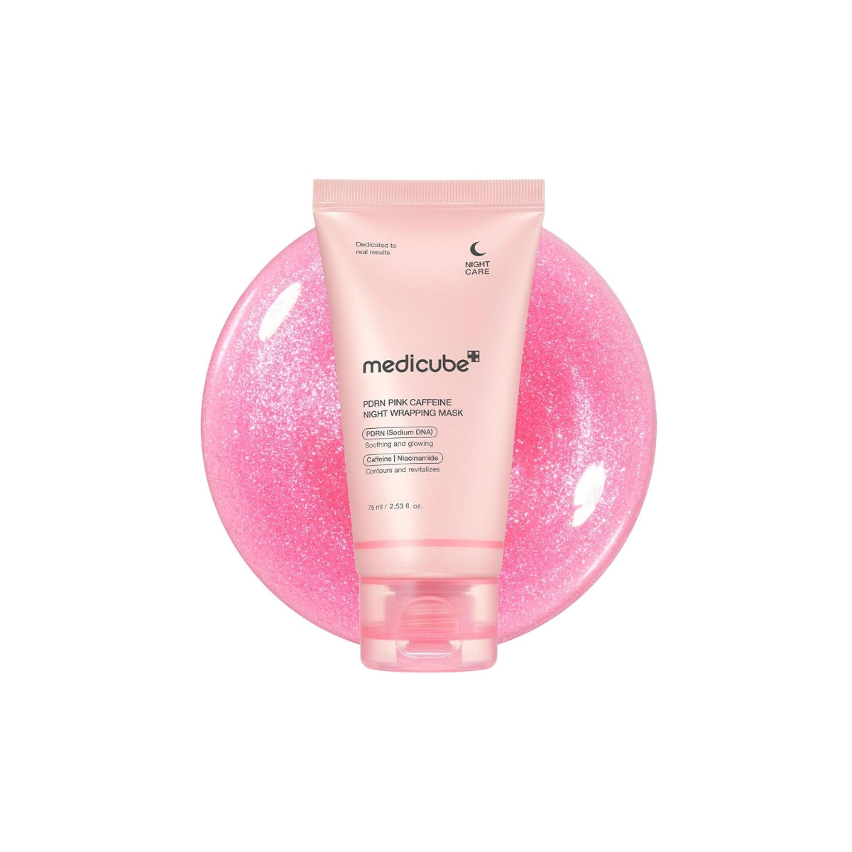 Medicube PDRN Caffeine Night Wrapping Mask – 75ml peel-off overnight sleeping mask with salmon-derived PDRN and firming Caffeine available at Atelier De Glow UAE.