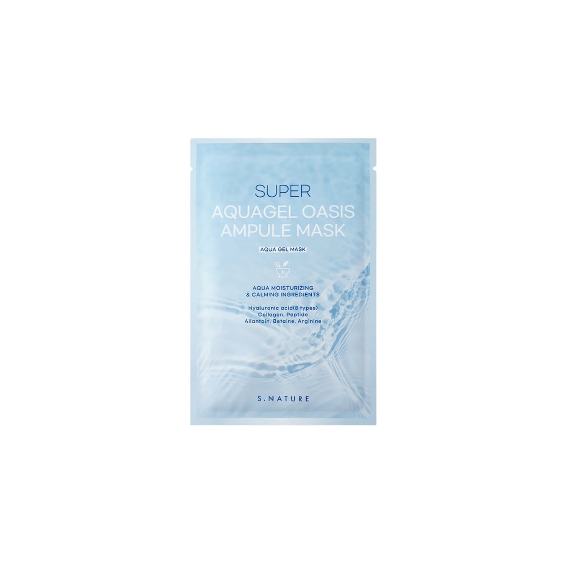 S.NATURE Super Aquagel Oasis Ampule Mask – Korean sheet mask with high-purity Squalane and 8 types of Hyaluronic Acid available at Atelier De Glow UAE.
