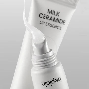 Creamy, non-sticky texture of beplain Milk Ceramide Lip Essence – Transparent gloss finish for "Glass Skin" lips at Atelier De Glow UAE.