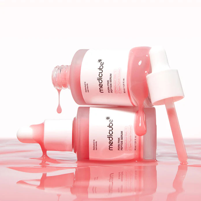 Medicube PDRN serum for deep acne scarring, stubborn dark spots, and a thinned sagging skin barrier – Advanced cellular repair fluid from Atelier De Glow UAE.