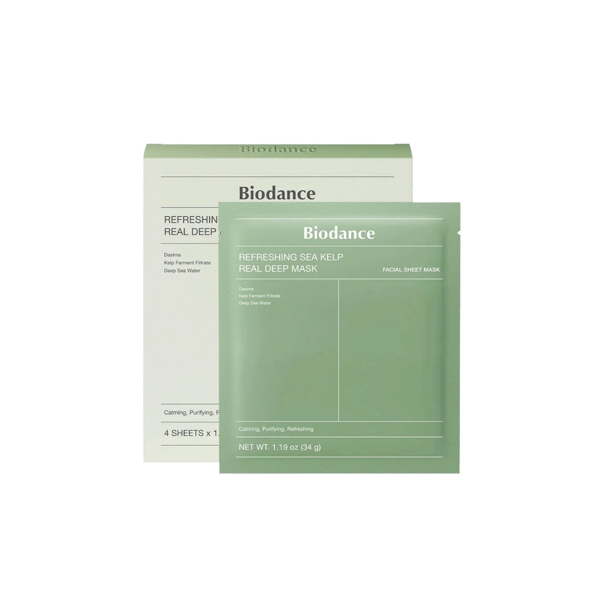 Biodance Refreshing Sea Kelp Real Deep Mask 4 Pack – Korean overnight hydrogel masks with Sea Kelp and Marine Minerals available at Atelier De Glow UAE.
