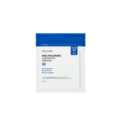 WELLAGE Real Hyaluronic Glow Booster PDRN Mask sachet 38g - Salmon DNA regenerative sheet mask - Atelier De Glow UAE