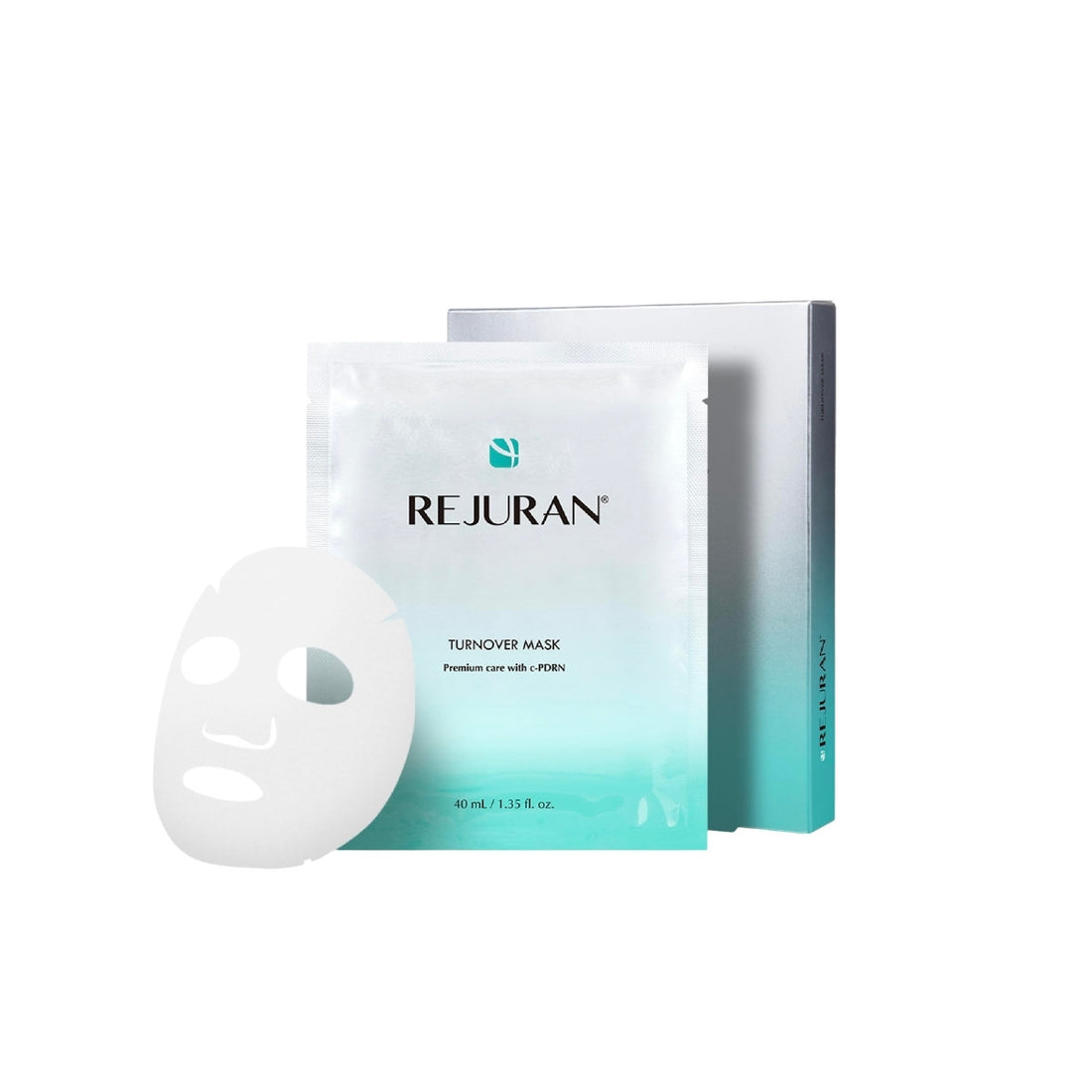 REJURAN Turnover Mask – Premium 5-pack clinical sheet masks infused with c-PDRN marine DNA, Centella Asiatica, and Peptides available at Atelier De Glow UAE.
