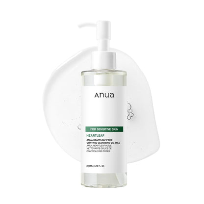 Anua Heartleaf Pore Control Cleansing Oil Mild – Fragrance-free, hypoallergenic Korean oil cleanser with Houttuynia Cordata at Atelier De Glow UAE.