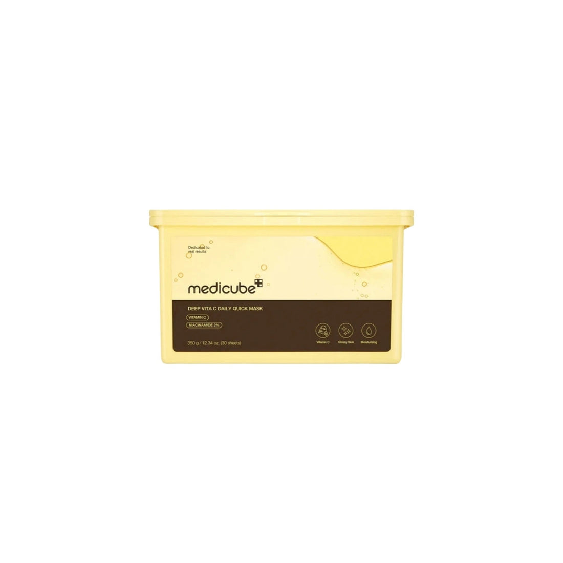 Medicube Deep Vita C Daily Quick Mask – 30 count bulk container of 1-minute express vitamin sheet masks with Ascorbic Acid liposomes available at Atelier De Glow UAE.