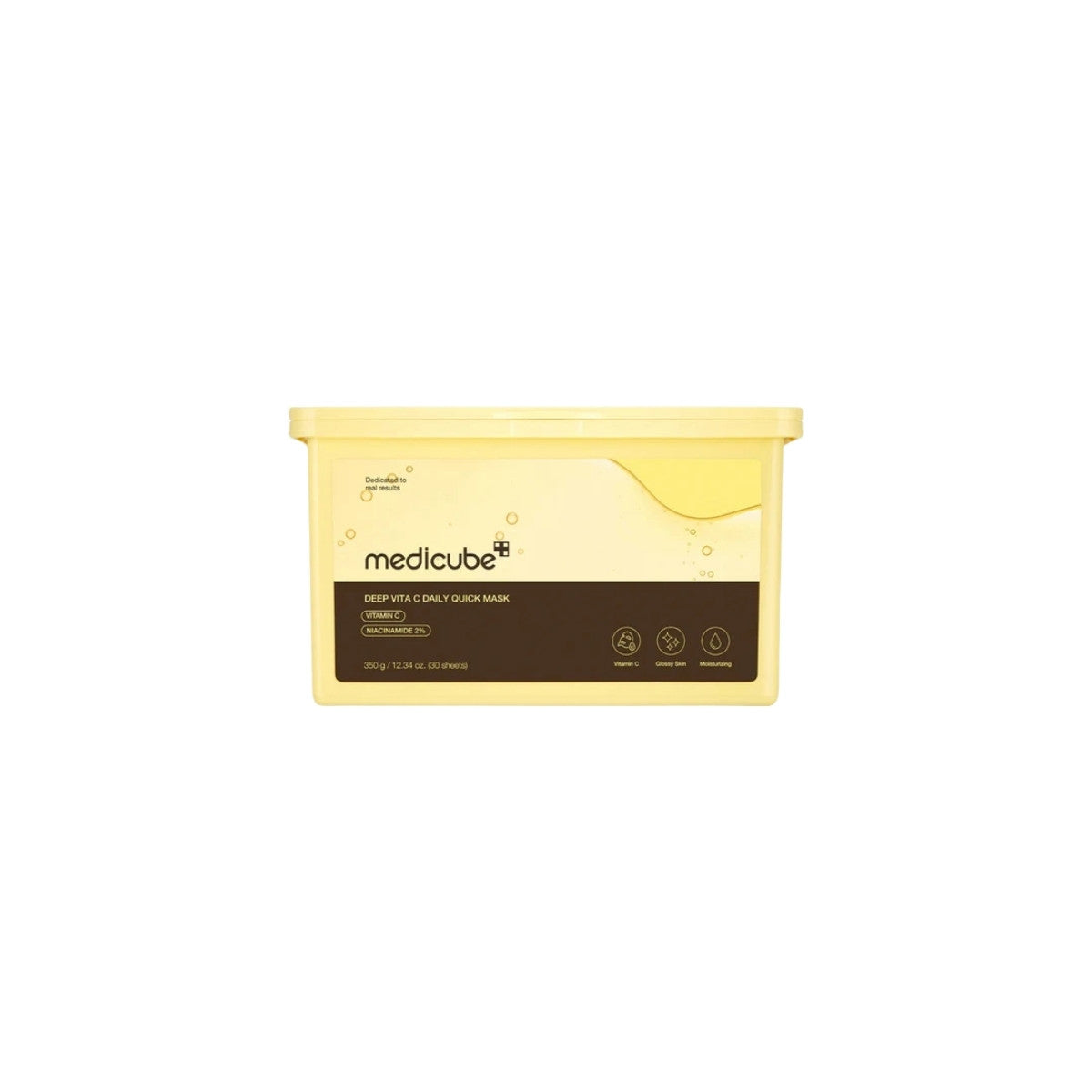 Medicube Deep Vita C Daily Quick Mask – 30 count bulk container of 1-minute express vitamin sheet masks with Ascorbic Acid liposomes available at Atelier De Glow UAE.