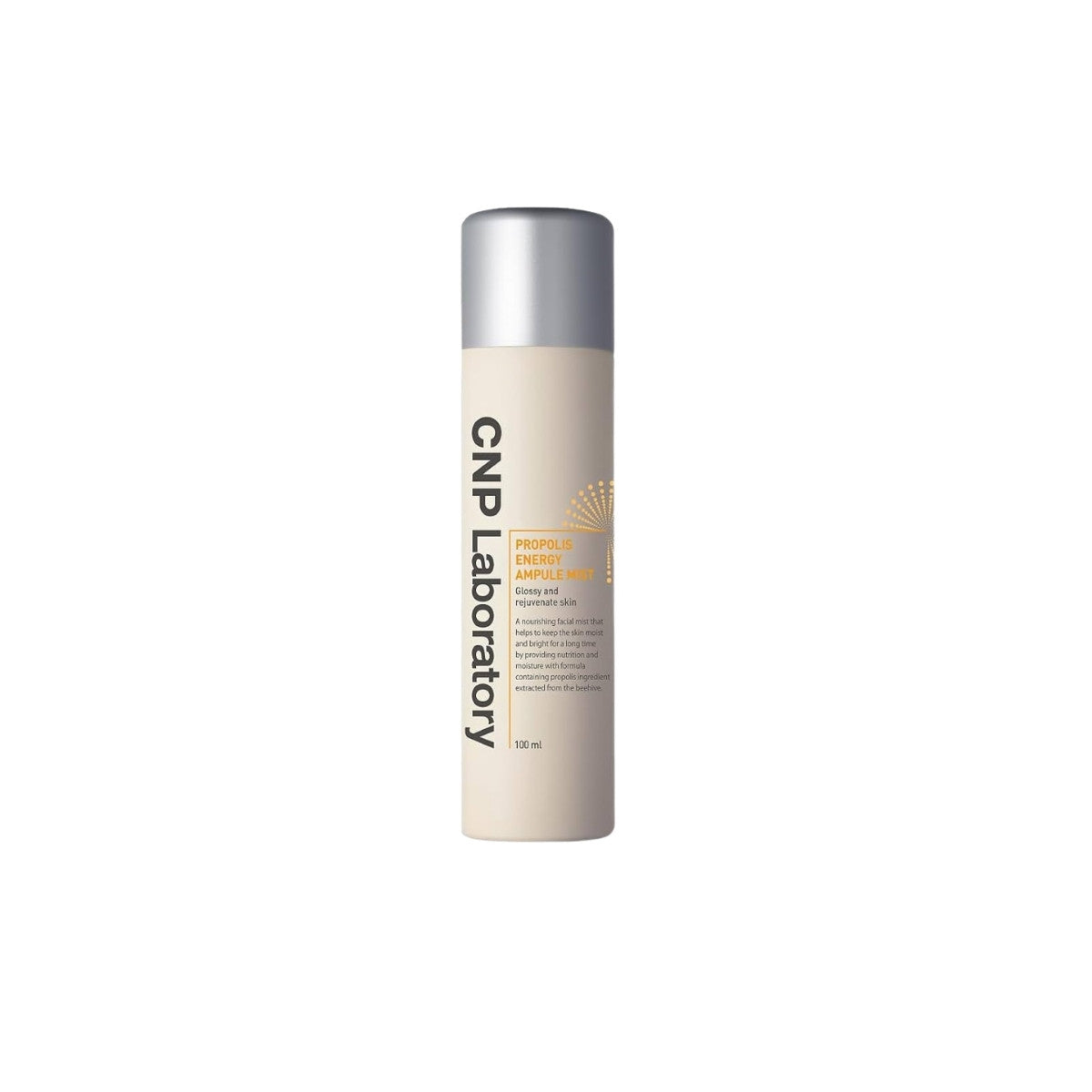 CNP Laboratory Propolis Energy Ampule Mist – 100ml Korean facial mist with Propolis Extract, Hyaluronic Acid, and Panthenol available at Atelier De Glow UAE.