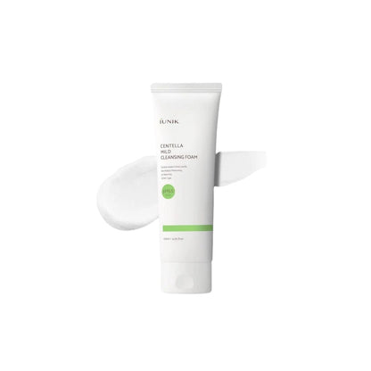 iUNIK Centella Mild Cleansing Foam – 120ml low-pH facial cleanser with 49.9% Centella Asiatica Extract available at Atelier De Glow UAE.