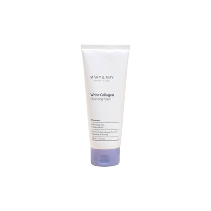 Mary &amp; May White Collagen Cleansing Foam – 150ml firming facial cleanser with 46.5% Collagen and Niacinamide available at Atelier De Glow UAE.